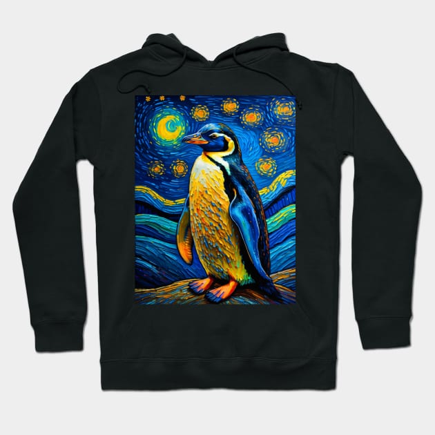 Penguin in starry night Hoodie by FUN GOGH